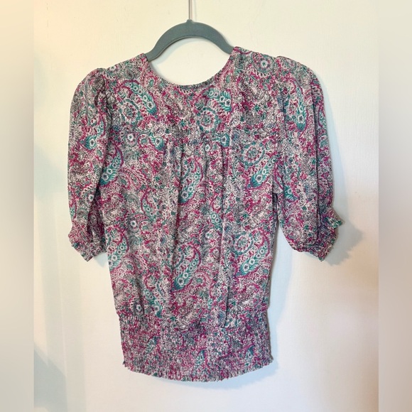 Madison d’ Amelie Anthropologie Floral Paisley Smocked Blouse Top- Size Small - Picture 5 of 7